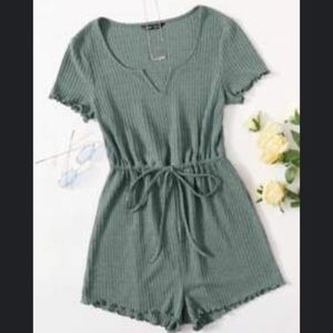 Shein Blue/Grey Waffle Stretchy Romper!